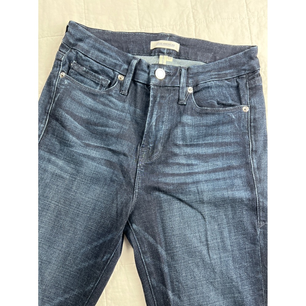 Good American Good Waist‎ Crop High Rise Skinny Jeans Dark Wash Women's Sz 0/25